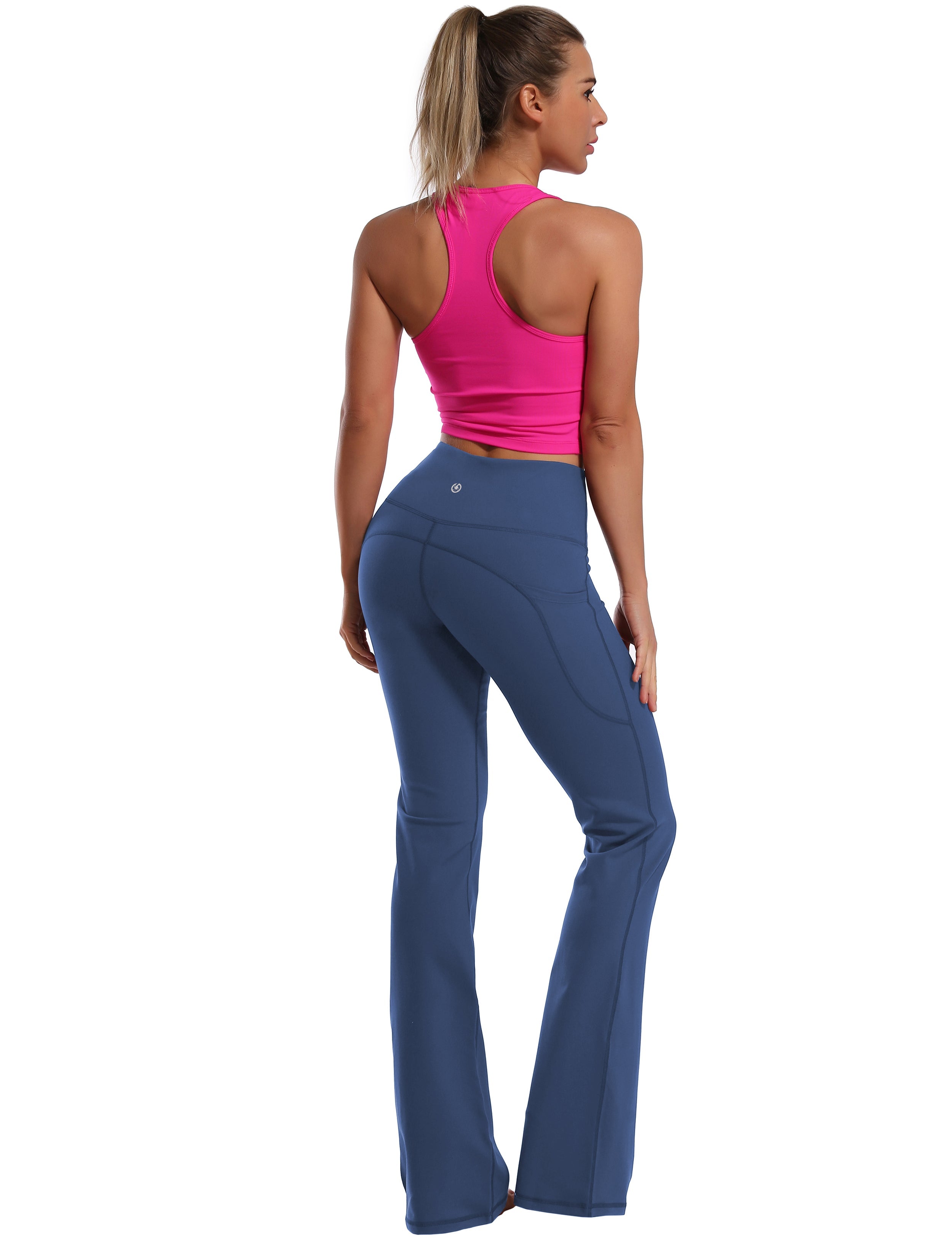 139 Side Pockets Bootcut Leggings purplishblue 87%Nylon/13%Spandex Fabric doesn't attract lint easily 4-way stretch No see-through Moisture-wicking Tummy control Inner pocket Four lengths