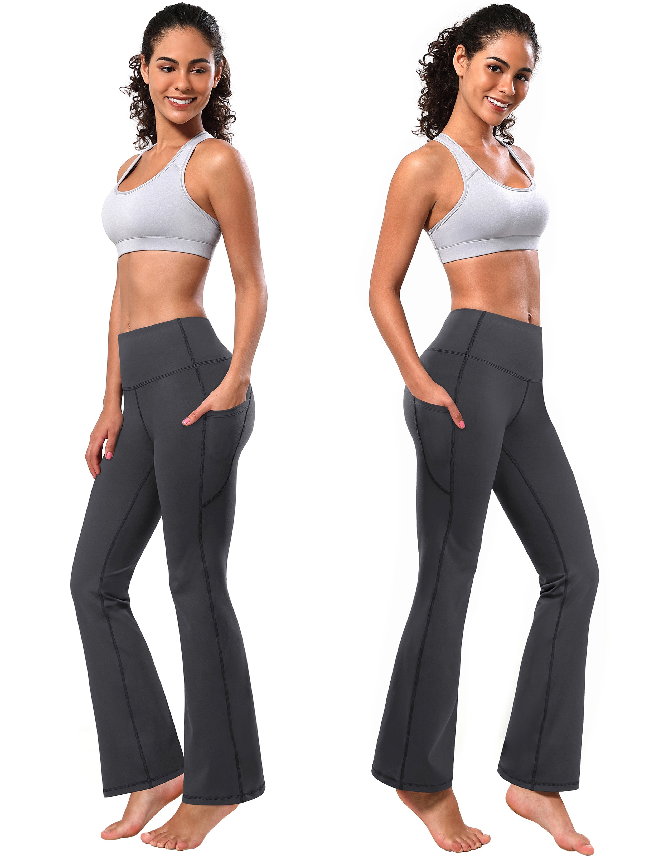 139 Side Pockets Bootcut Leggings shadowcharcoal 87%Nylon/13%Spandex Fabric doesn't attract lint easily 4-way stretch No see-through Moisture-wicking Tummy control Inner pocket Four lengths