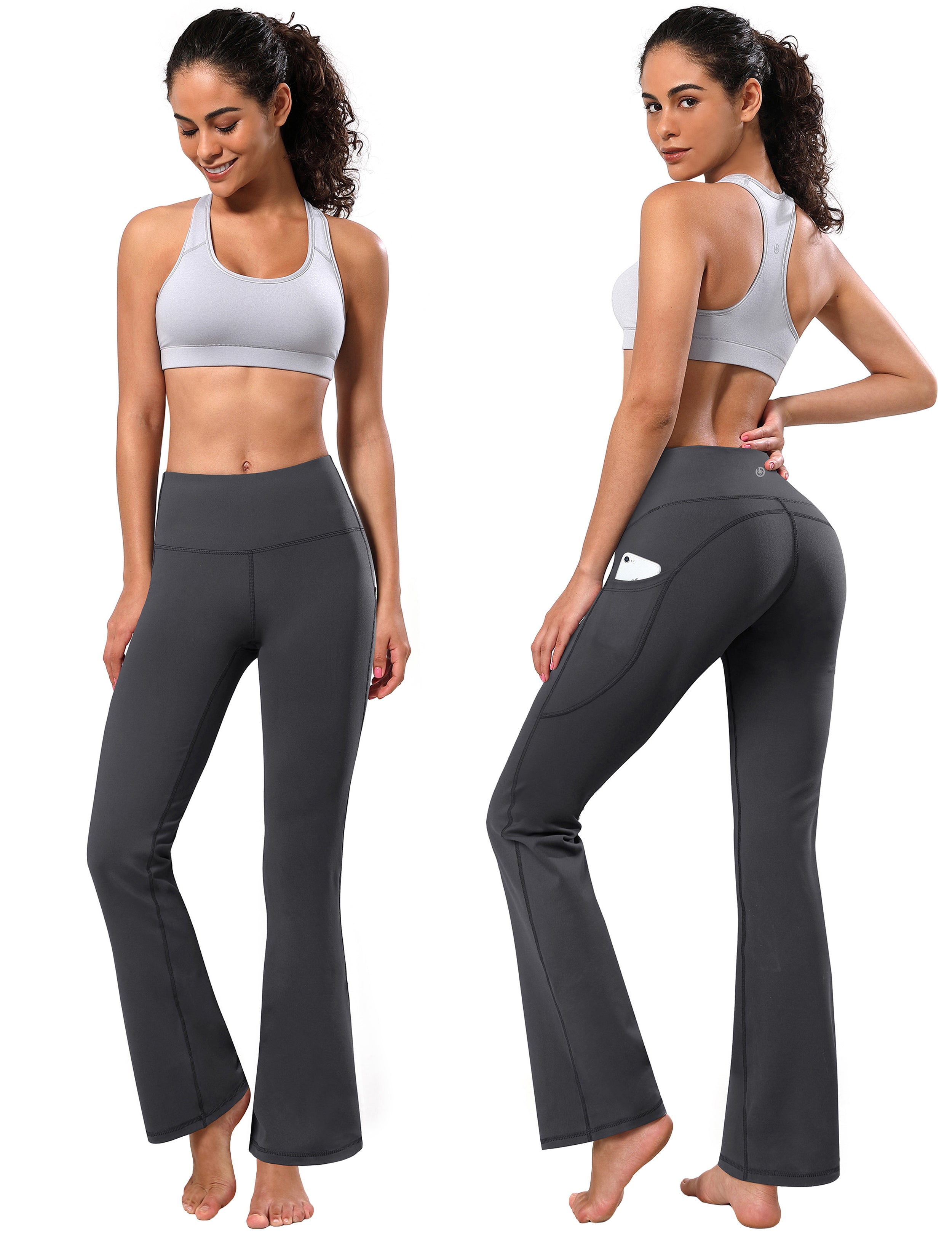 139 Side Pockets Bootcut Leggings shadowcharcoal 87%Nylon/13%Spandex Fabric doesn't attract lint easily 4-way stretch No see-through Moisture-wicking Tummy control Inner pocket Four lengths