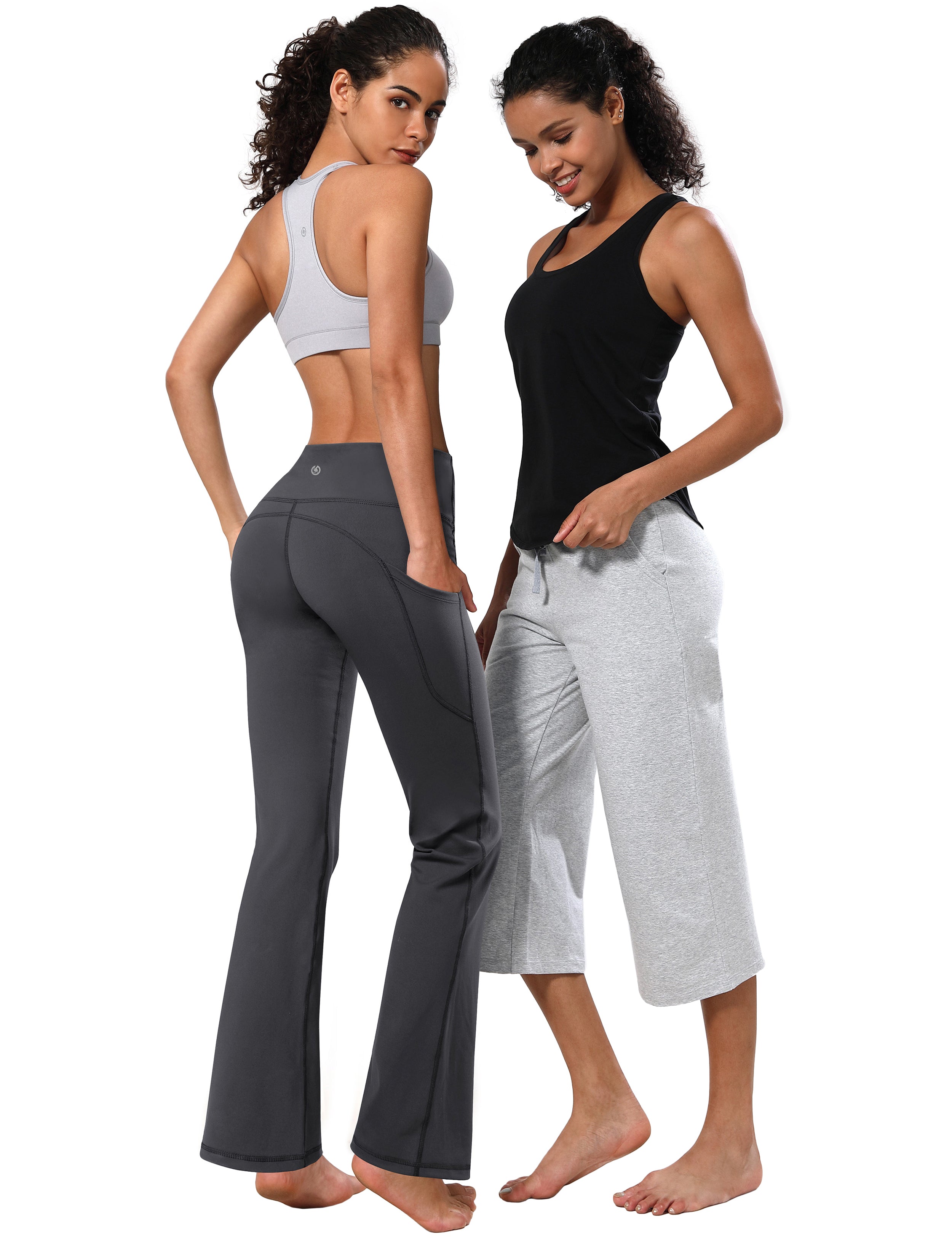 139 Side Pockets Bootcut Leggings shadowcharcoal 87%Nylon/13%Spandex Fabric doesn't attract lint easily 4-way stretch No see-through Moisture-wicking Tummy control Inner pocket Four lengths