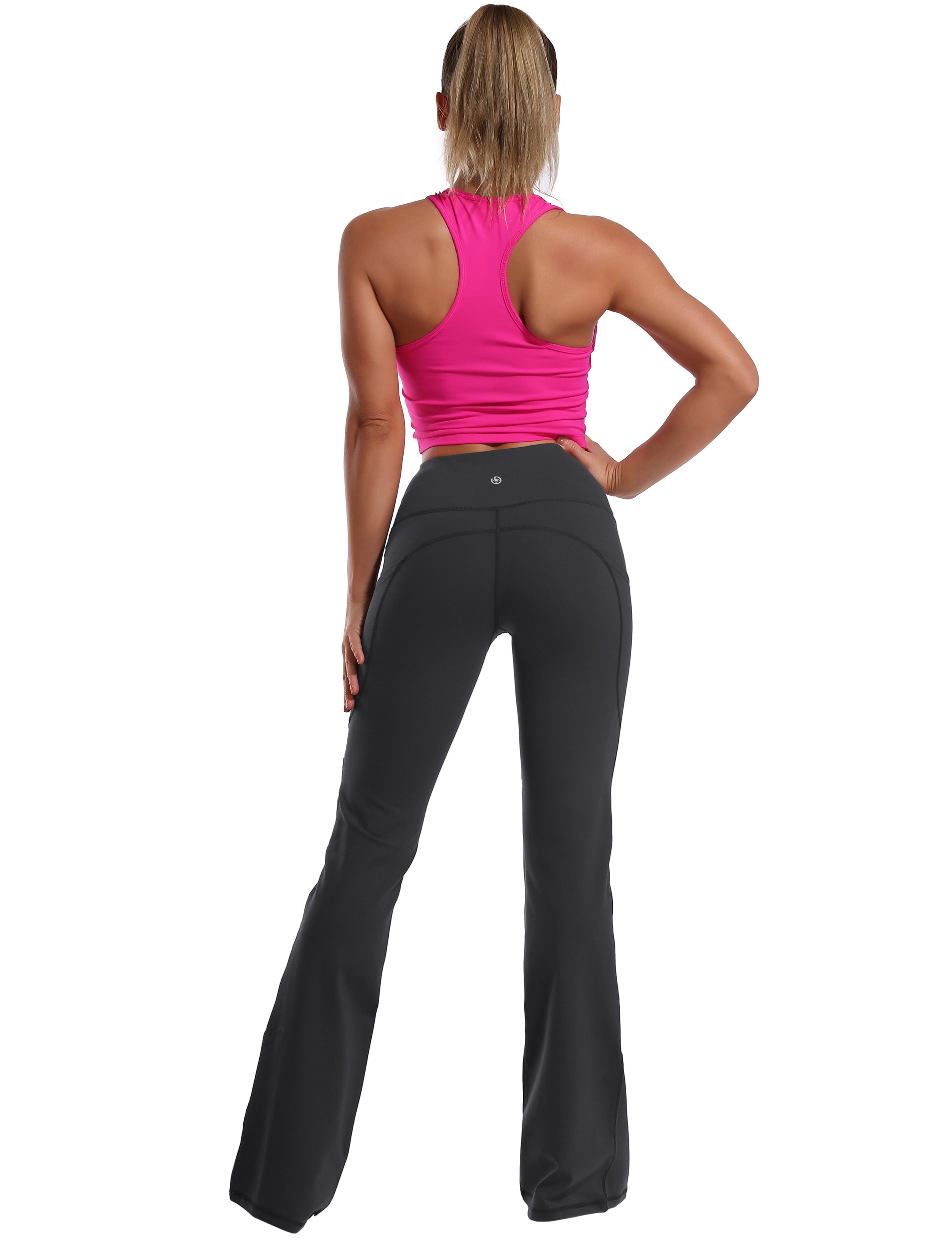 139 Side Pockets Bootcut Leggings shadowcharcoal 87%Nylon/13%Spandex Fabric doesn't attract lint easily 4-way stretch No see-through Moisture-wicking Tummy control Inner pocket Four lengths