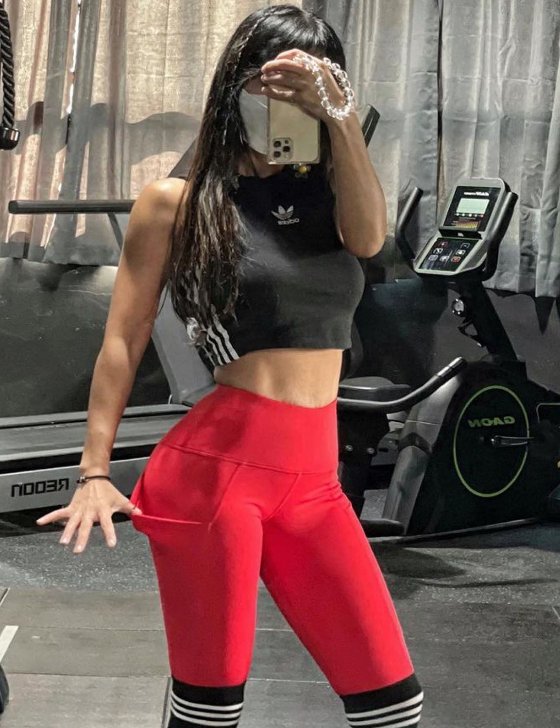 High Waist Side Pockets Gym Pants scarlet ins_Gym